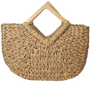 Alessia Bianchi Straw Tote Triangle Handle Woven Rattan Summer Bag